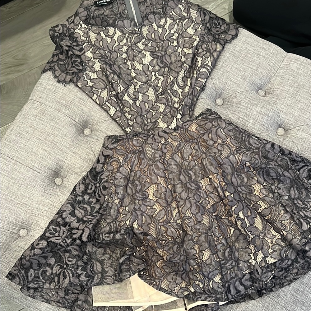 Elegant Lace Dress in Gray (Bebe)